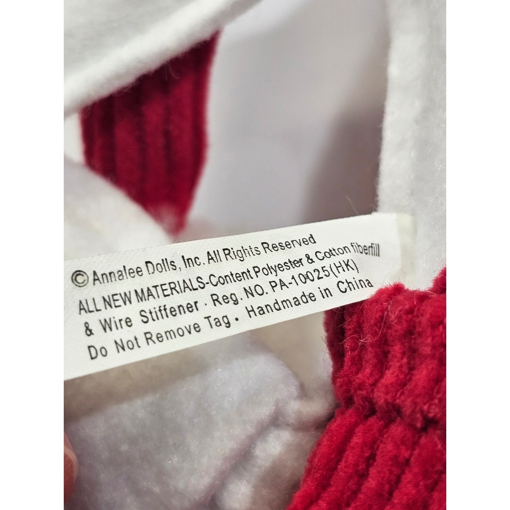 Annalee Christmas Elf Doll 2009 Red Corduroy Overalls Holly Berry Posable 14in - Picture 7 of 7